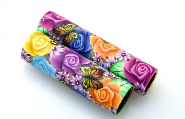 Rainbow Floral Polymer Clay Pen Blank