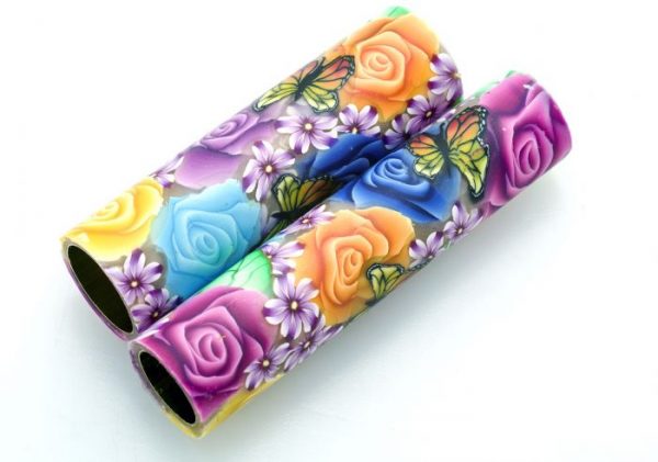 Rainbow Floral Polymer Clay Pen Blank - Image 6