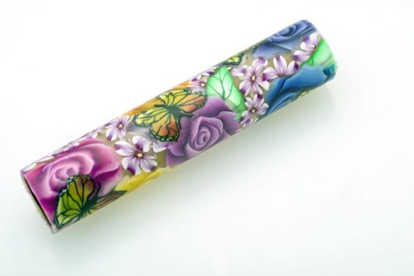 Rainbow Floral Polymer Clay Pen Blank - Image 4